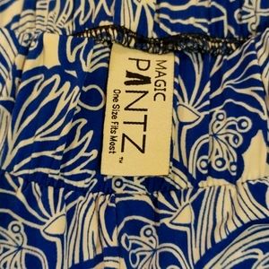 MAGIC PANTZ where one sz fits most. Royal blue and white. NWOT